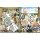 A large collection of mainly Wade Whimsies including Disney Hat Box characters and a boxed set of