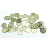 Approximately 50 pre 1947 sixpence coins, 134g