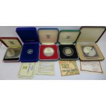 Five proof coins including 1978 Commonwealth of the Bahamas $10 Proof Silver Coin and Silver Jubilee