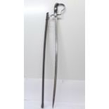 A German WWI period sword with scabbard, blade 83cm