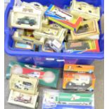 Die-cast model vehicles including Majorette, Solido, Matchbox, Corgi and Lledo, boxed