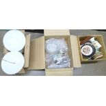 Collectors plates, glassware and light shades **PLEASE NOTE THIS LOT IS NOT ELIGIBLE FOR POSTING AND