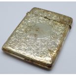A Victorian silver card case, Chester 1897, 80g, 95mm x 66mm, (hinge strained)