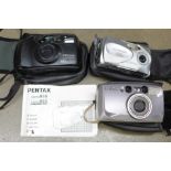 Three cameras; Olympus zoom, Pentax IQ zoom and Pentax Espio 955