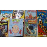 Seven annuals, Beezer Book No.1 1958, Beano Book 1955, Beryl the Peril 1969 and 1971, Dennis the