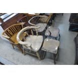 Six 19th Century chairs and stools (all with faults)