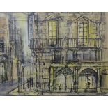 Michael Scott, New Orleans street scene, pen, ink and watercolour, dated '64, 30 x 38cms, framed