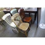 Four assorted Victorian kitchen chairs