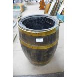 A coppered oak barrel