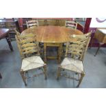 A Titchmarsh & Goodwin Ipswich oak gateleg table and six chairs