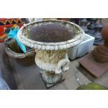 A Victorian cast iron campana garden urn