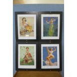 A set of four Gil Elvgren prints