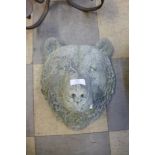 A concrete bear's head