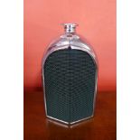 A Bentley chrome radiator hip flask, by Ruddspeed Ltd., 20cms h