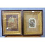 Two Victorian tinted photographic portraits of children, framed