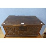 A Charles II carved oak Bible box