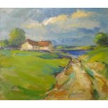 Continental School, cottage by the sea, oil on canvas, 60 x 70cms, framed