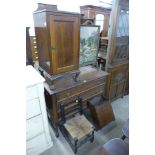 An oak barleytwist chest of drawers, a walnut pot cupboard, etc. (6)