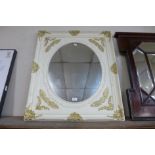 A French style cream and parcel gilt framed mirror
