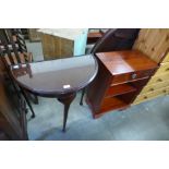 A mahogany demi-lune table and one other