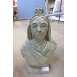 A concrete bust of Queen Victoria, a/f