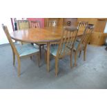 A G-Plan Fresco teak extending dining table and six chairs