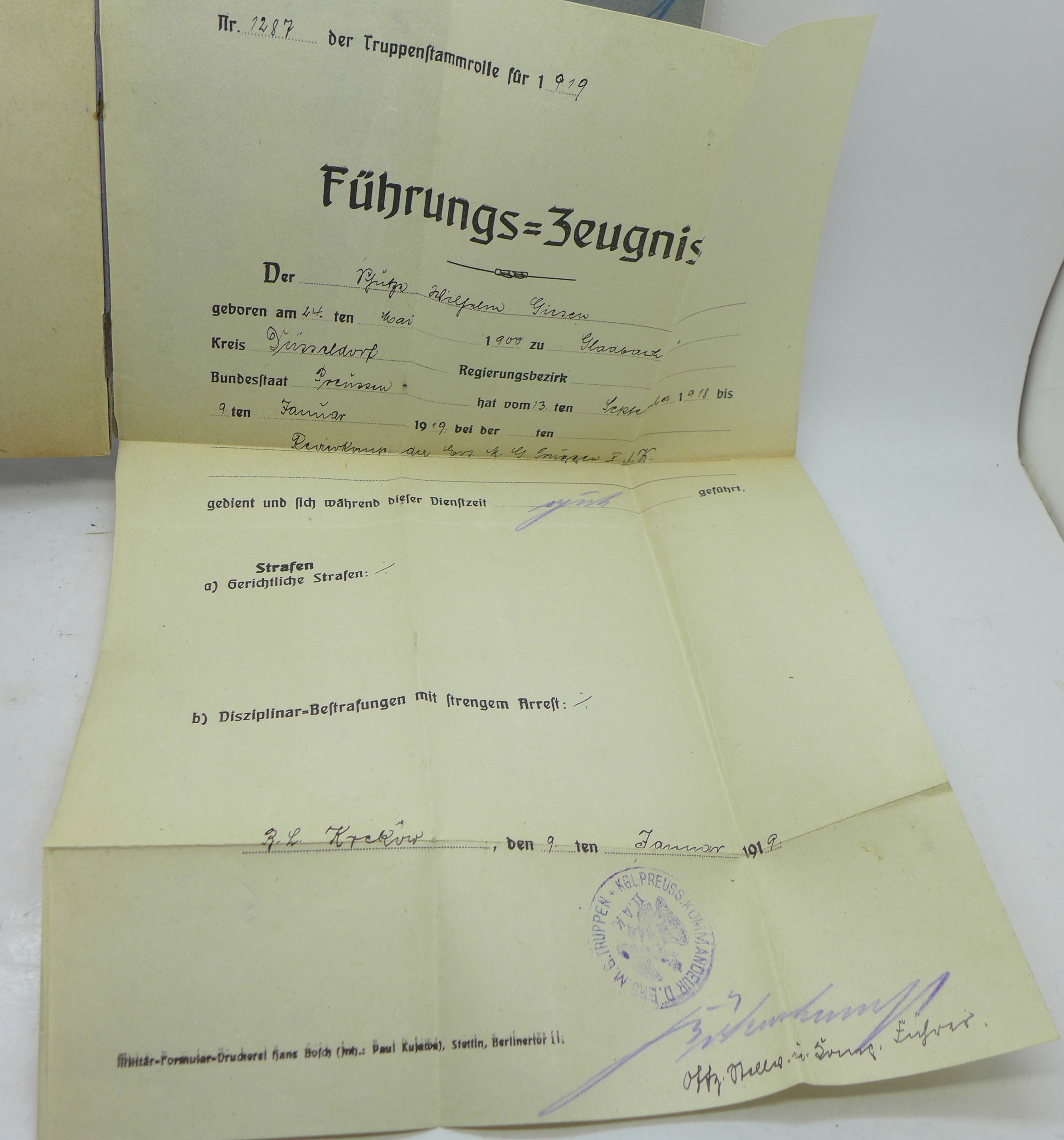 WWI German passbooks, (4), one with a prisoner record - Image 3 of 3