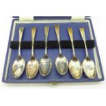 Six silver teaspoons, 122.2g