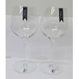 A boxed set of two Waterford Crystal Cabernet Sauvignon wine glasses in the Elegance design