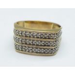 A 9ct gold, diamond set ring, approximately 54 diamonds, 5.6g, W