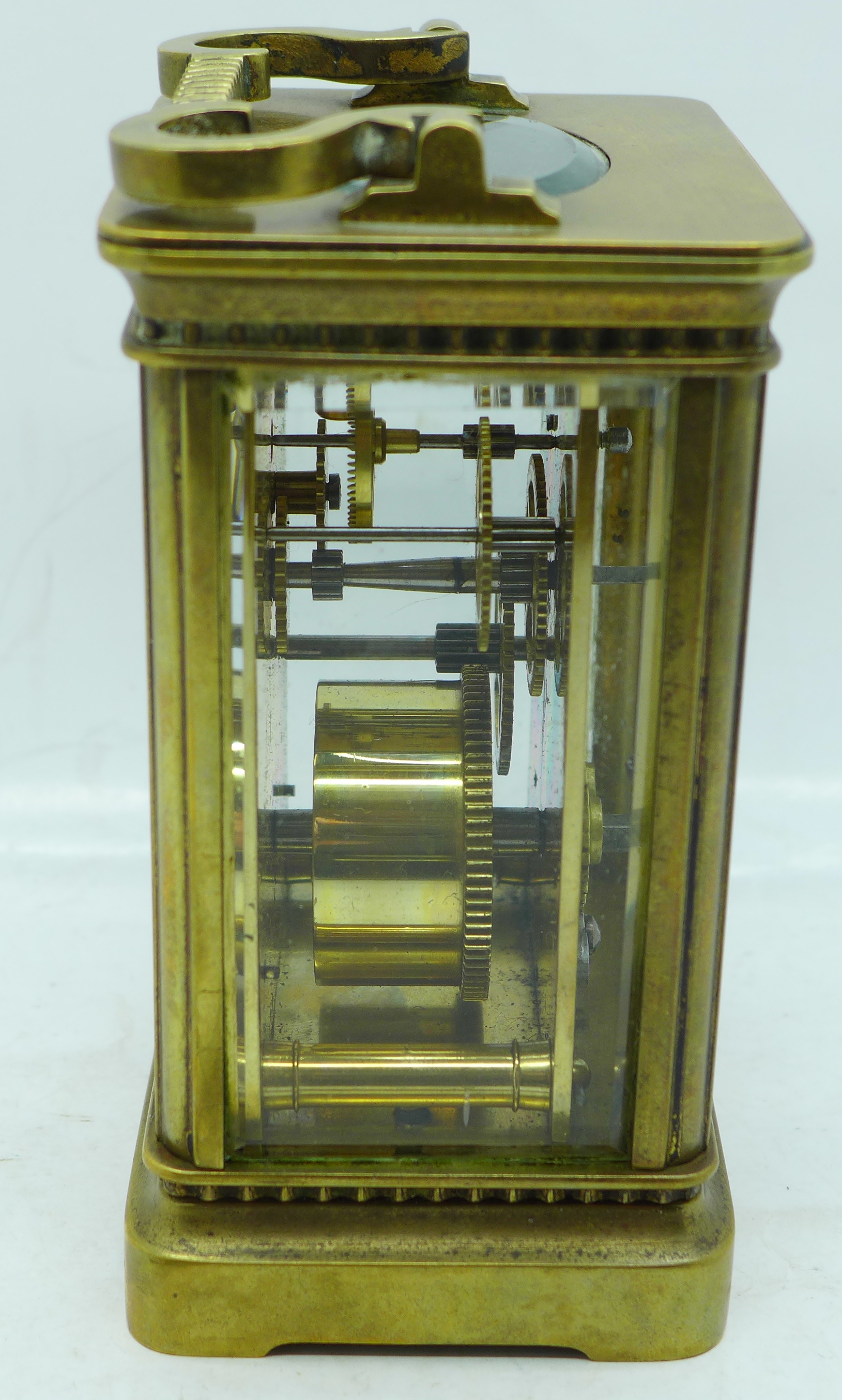 A French brass cased carriage clock with key - Image 2 of 3