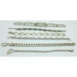 Six silver bracelets, 89g