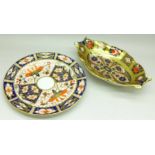 A Royal Crown Derby 1128 dish and one other Derby side plate