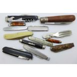 A collection of penknives