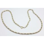 A silver necklace with 9ct gold fastener