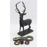 An early 20th Century bronze stag car mascot, 15cm