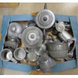 A box of mixed pewter **PLEASE NOTE THIS LOT IS NOT ELIGIBLE FOR POSTING AND PACKING**