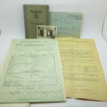 A collection of German ephemera and photographs including a Third Reich Identification passbook