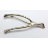 A Danish sterling silver wishbone brooch, 5.5cm