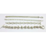 Four silver bracelets, 52g