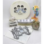 The Beatles memorabilia collection, Abbey Road trinket box, a/f, plate, Yellow Submarine goblet,