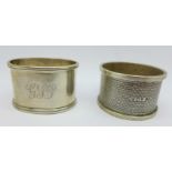 Two silver napkin rings, 59.5g