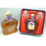 Two bottles; A 750ml bottle of Crown Royal Limited Edition Canadian Whisky and a 375ml bottle of