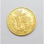 A Victorian 1873 half sovereign, die number 108