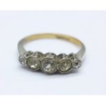 A 9ct gold and silver five stone ring, Q