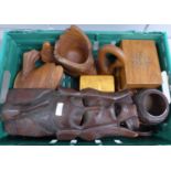 Carved wooden items and boxes **PLEASE NOTE THIS LOT IS NOT ELIGIBLE FOR POSTING AND PACKING**