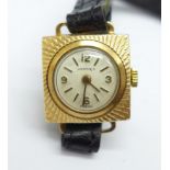 A lady's 9ct gold cased wristwatch, the dial marked Hermes