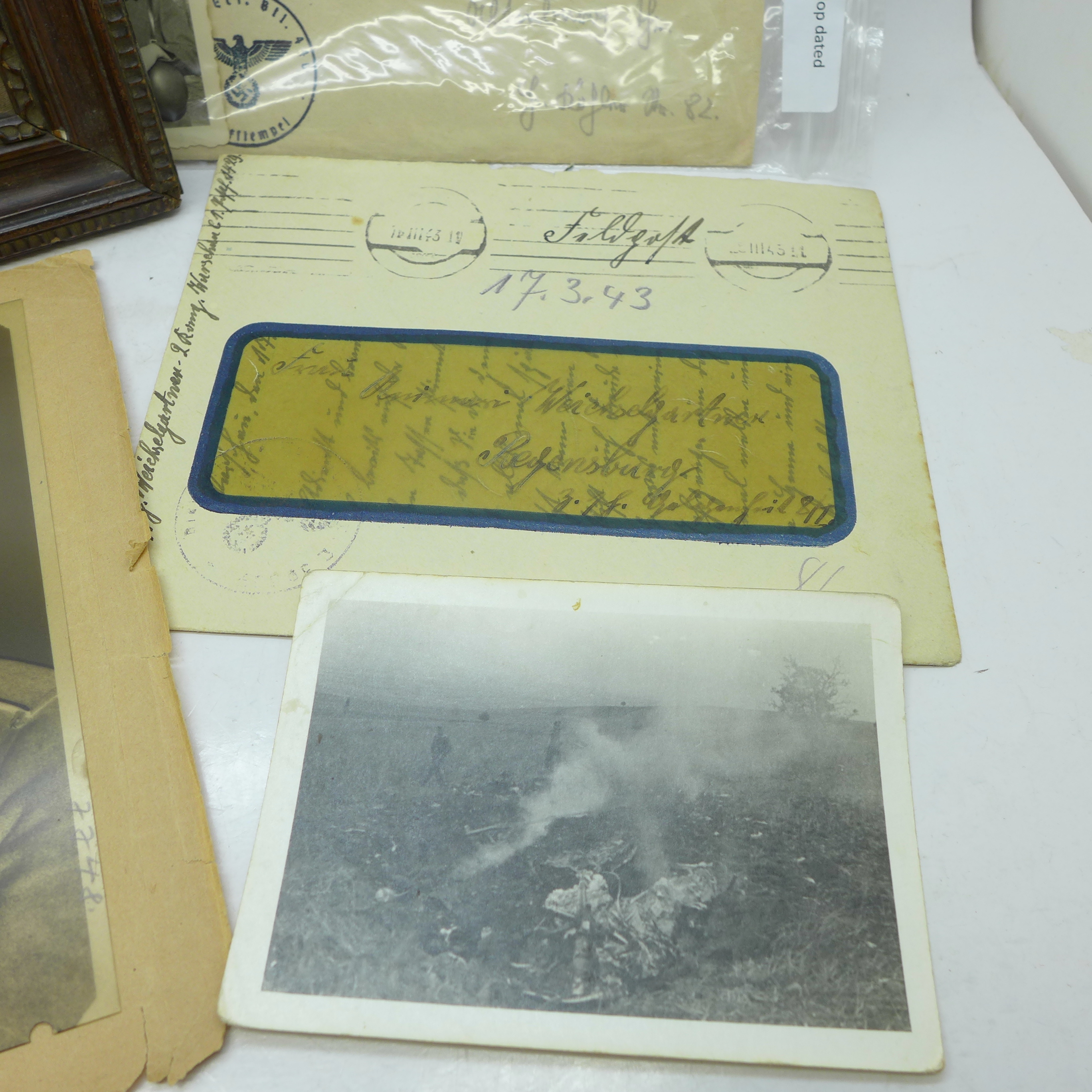 Letters, photographs, a negative of a WWII soldier and a framed photograph - Image 3 of 3