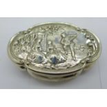 A Victorian silver box with a Dutch scene to the lid, Birmingham 1899, 8cm, 53g