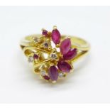 An 18ct gold, ruby and diamond ring, 5.1g, N